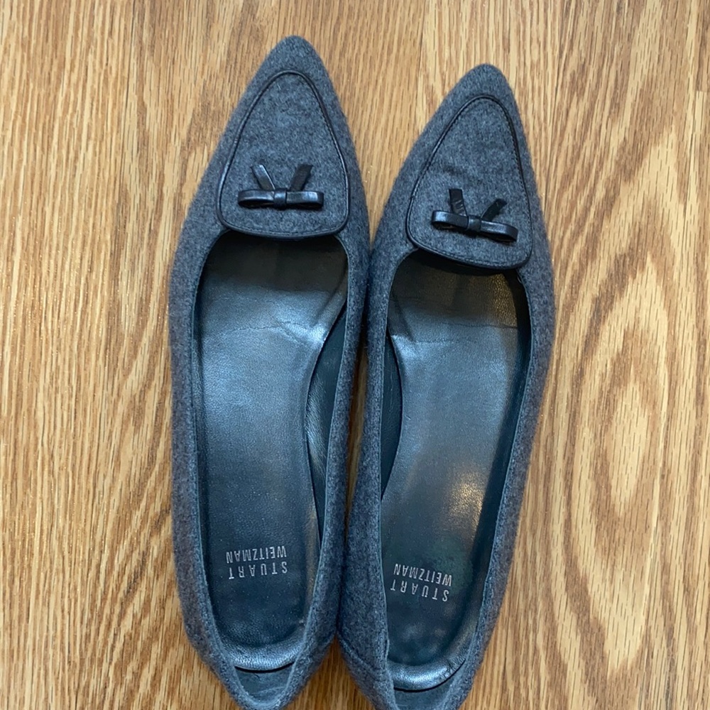 Stuart weitzman grey wool flats